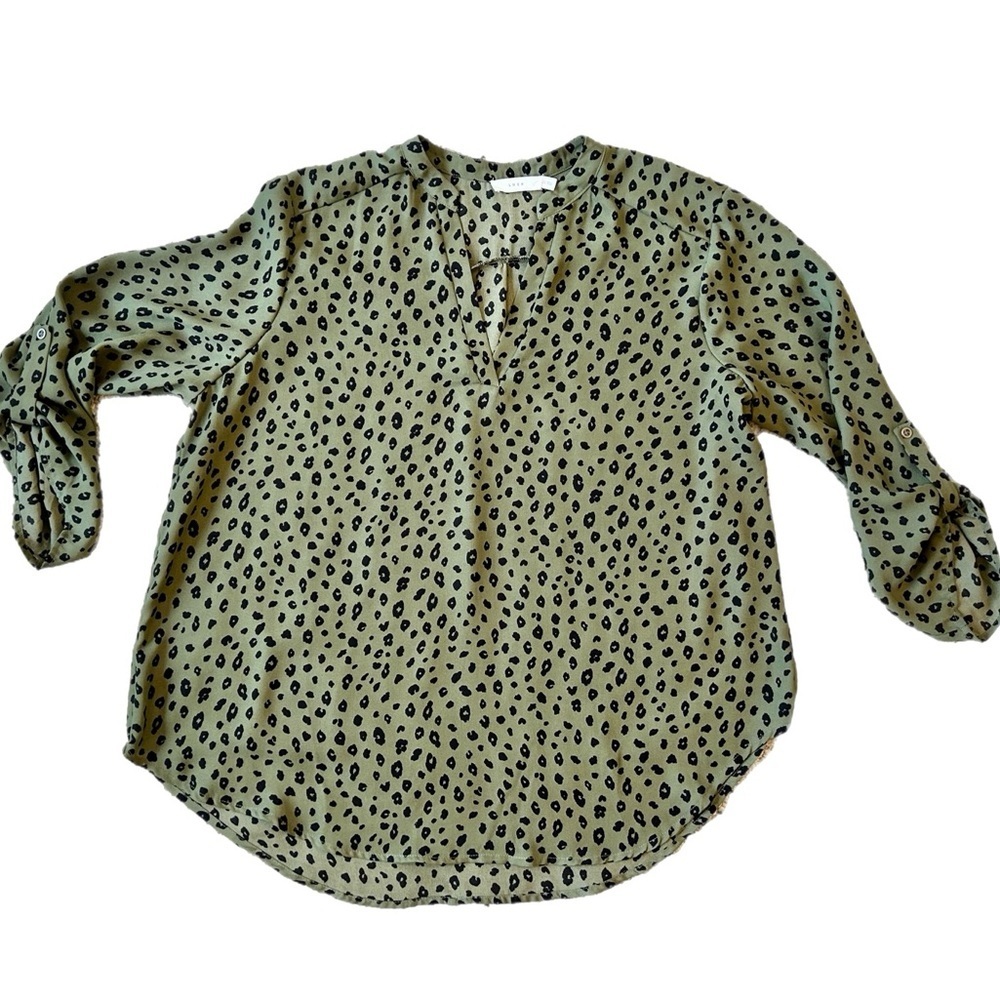 Lush Olive and Black Animal Print Blouse - Picture 5 of 7